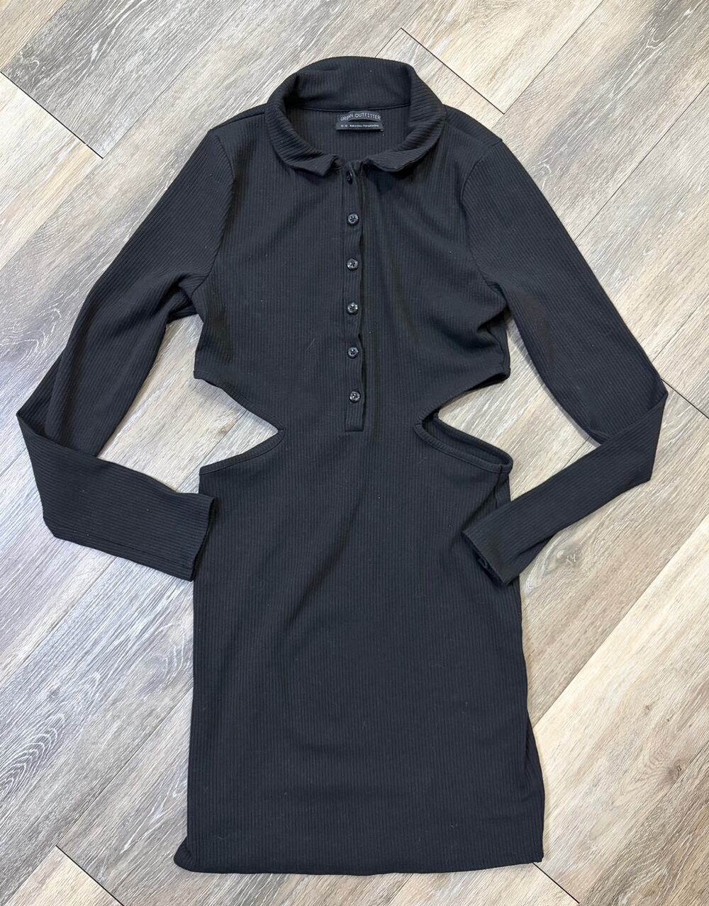 Urban Outfitters Cutout Mini Dress Womens Medium Black Ribbed